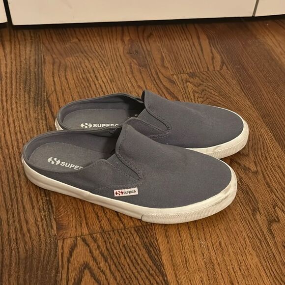 Superga Blue Canvas Slip On Mule Sneakers Size 6.5 - Picture 1 of 5